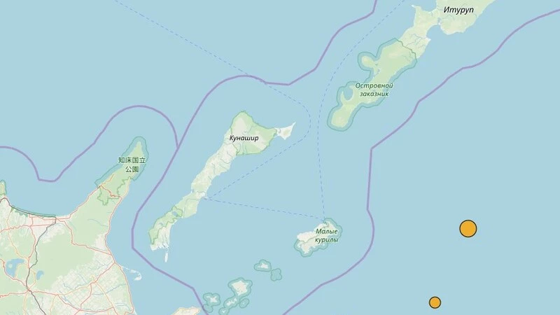 Подземные толчки были зафиксированы в Южно-Курильском районе